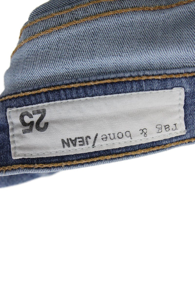 Rag & Bone Jean Womens Skinny Jeans Blue Low Rise Cotton Blend Size 25