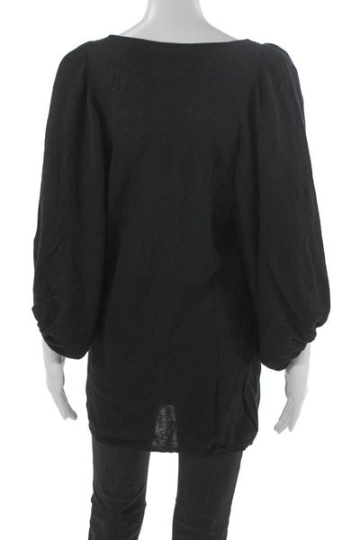 Karoo Mark Eisen Women Black Cashmere Tunic Sweater Scoop Neck 3/4 Slv Size 2