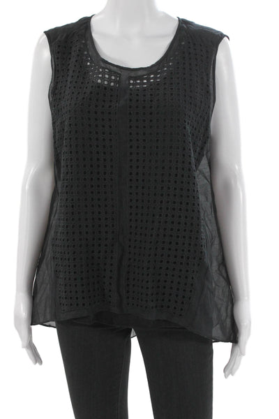 Elie Tahari Women Tunic Sleeveless Cotton Round Neck Black Size S