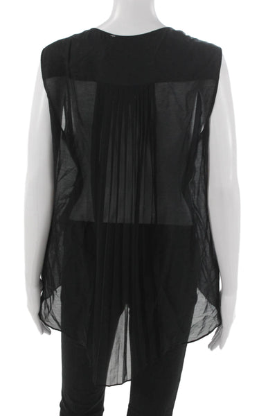 Elie Tahari Women Tunic Sleeveless Cotton Round Neck Black Size S