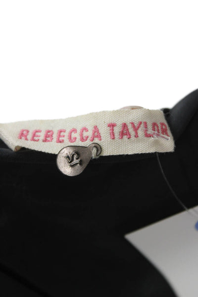 Rebecca Taylor Women Black Lamb Leather Sleeveless Blouse Size 12