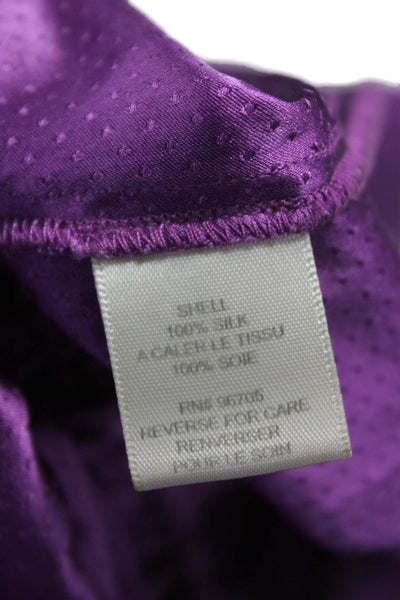 Rebecca Taylor Women Tunic Purple Silk V-Neck Sleeveless Polka Dot Size 12