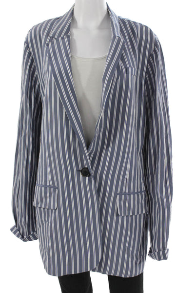 Tibi Womens Blue Striped Viscose Basic Jacket Button Long Sleeve Bust 36 Size L