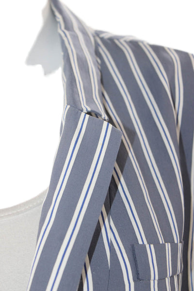 Tibi Womens Blue Striped Viscose Basic Jacket Button Long Sleeve Bust 36 Size L