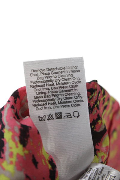 DKNY Womens Multicolor Silk Kaftan Dress Boat Neck Short Sleeve Tie Size 12