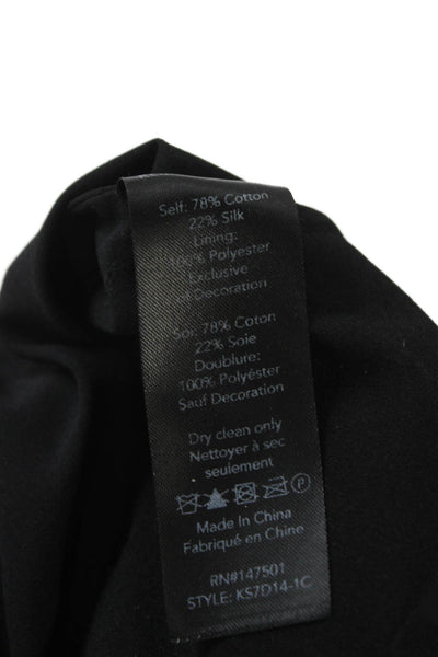 Kobi Halperin Women Black Cotton V-Neck 3/4 Sleeve Shift Dress Size XL