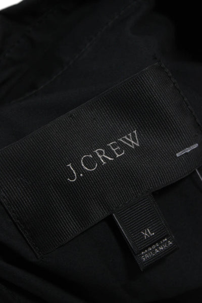 J Crew Womens Shirt Dress Black Cotton Collared Short Sleeve Button Size XL