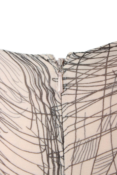 Tadashi Shoji Women Beige Wrap Dress Round Neck Short Sleeve Midi Size M