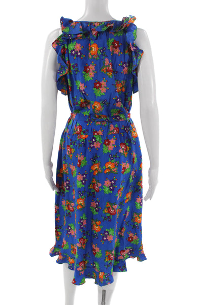 Bergdorf Goodman Womens Blue Floral Sundress Midcalf Size L