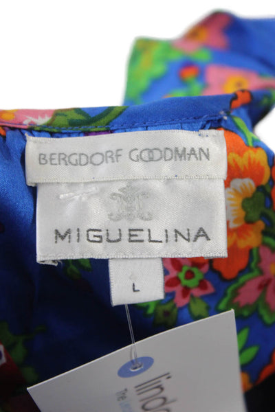 Bergdorf Goodman Womens Blue Floral Sundress Midcalf Size L
