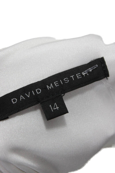 David Meister Women Sheath Dress One Shoulder White Sleeveless Rayon Size 14