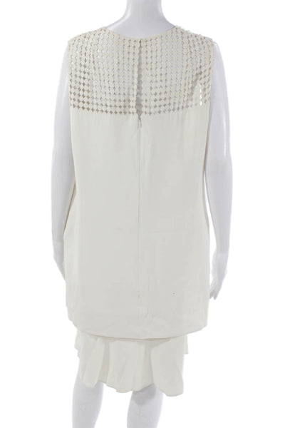 Akris Punto Women Sleeveless Ivory Shift Dress Midi Size 14
