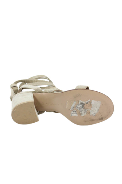Gianvito Rossi Womens Suede Lace-Up Tied Block Heels Beige Size EUR 36