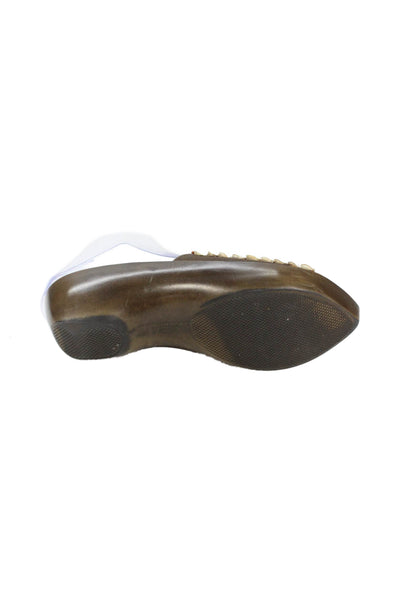 Robert Clergerie Womens Leather Beaded Abstract Pointed Toe Clogs Brown Size 6