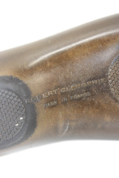 Robert Clergerie Womens Leather Beaded Abstract Pointed Toe Clogs Brown Size 6