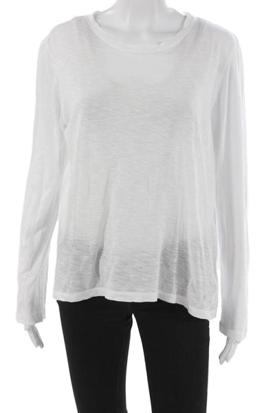 Proenza Schouler Women Basic White 100% Cotton Long Sleeve T-Shirt Size L