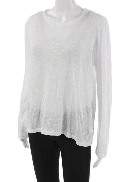 Proenza Schouler Women Basic White 100% Cotton Long Sleeve T-Shirt Size L