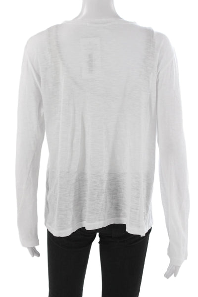 Proenza Schouler Women Basic White 100% Cotton Long Sleeve T-Shirt Size L