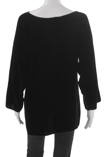 Zoran Women Tunic Black Silk Boat Neck Long Sleeve Size M