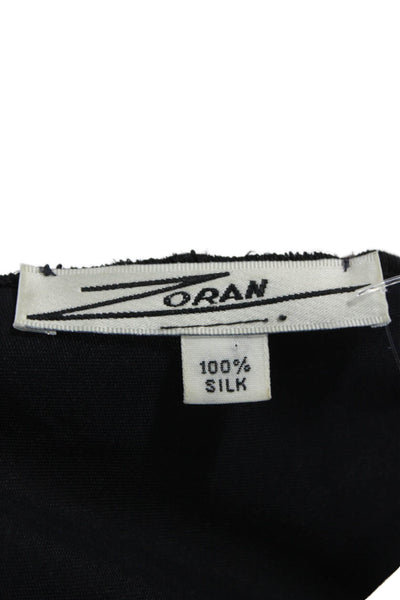 Zoran Women Tunic Black Silk Boat Neck Long Sleeve Size M