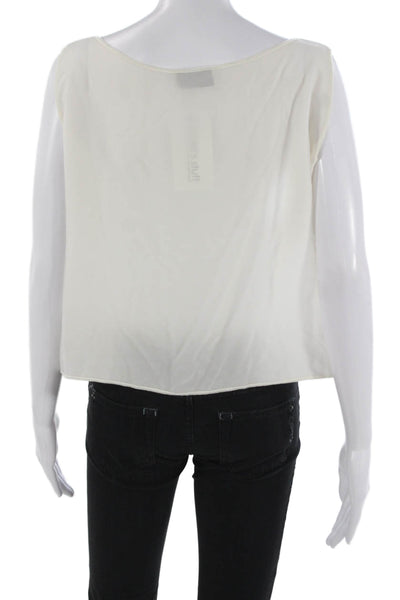 Zoran Womens Sleeveless Silk Boat Neck Blouse Ivory Pullover Size L