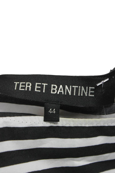 Ter Et Bantine Womens Black Striped Cotton Boat Neck 3/4 Sleeve T-Shirt Size 44