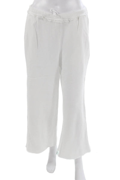 Designer Womens Cotton Drawstring Straight Leg Sweatpants White Size M