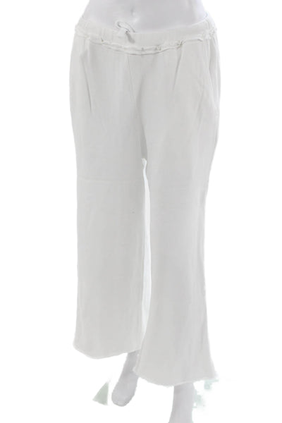 Designer Womens Cotton Drawstring Straight Leg Sweatpants White Size M