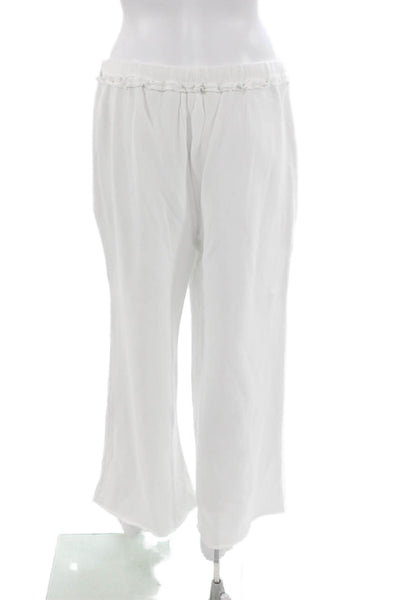 Designer Womens Cotton Drawstring Straight Leg Sweatpants White Size M