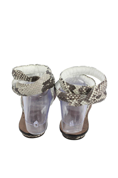 Aphros Womens Animal Print T-Strap Sandals Beige Size 6