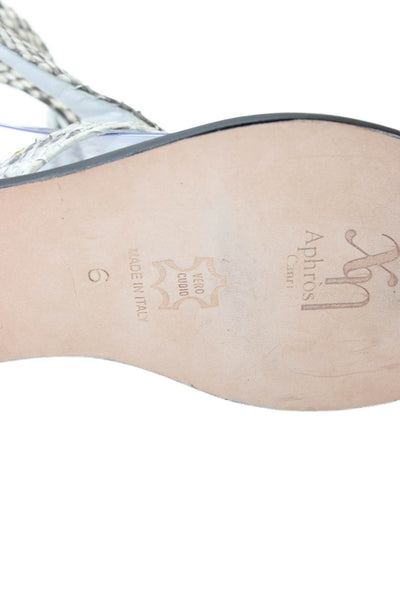 Aphros Womens Animal Print T-Strap Sandals Beige Size 6