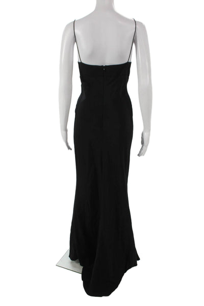 Monique Lhuillier Womens V-Neck Sleeveless Black Long Dress Polyester Size 14