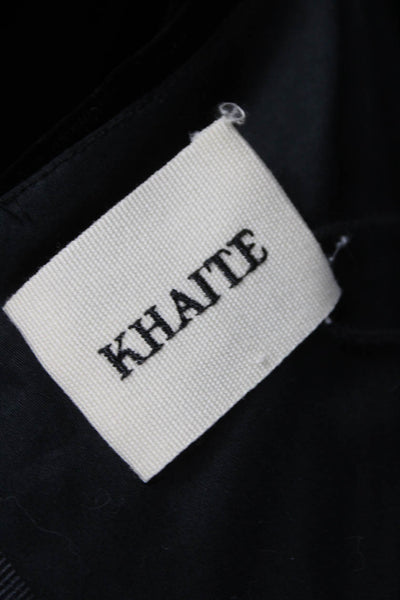 Khaite Women Cropped Black Viscose Boat Neck Short Sleeve Blouse Zip Size 12