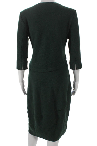 Elemente Clemente Womens Sweater Dress Green Wool Square Neck 3/4 Sleeve Size 1