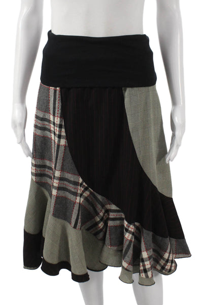 Xiao Womens A-Line Plaid Skirt Multicolor Polyester Knee Length Size XS