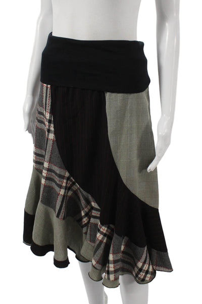 Xiao Womens A-Line Plaid Skirt Multicolor Polyester Knee Length Size XS