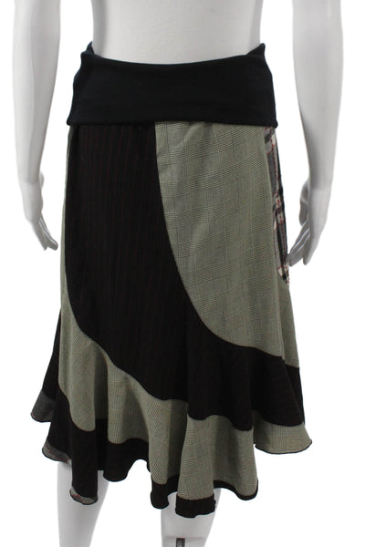 Xiao Womens A-Line Plaid Skirt Multicolor Polyester Knee Length Size XS