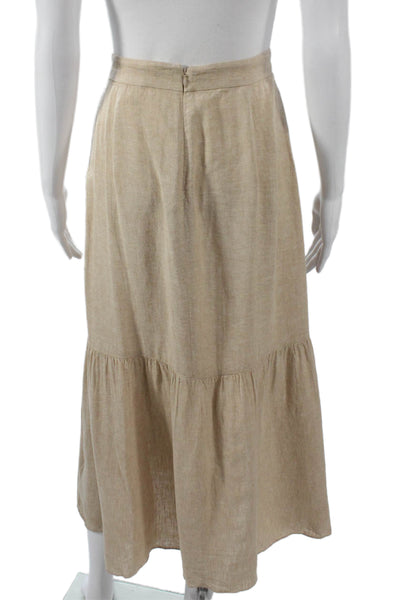 Madewell Women Wrap Midi Linen Skirt Beige Zip Size 6