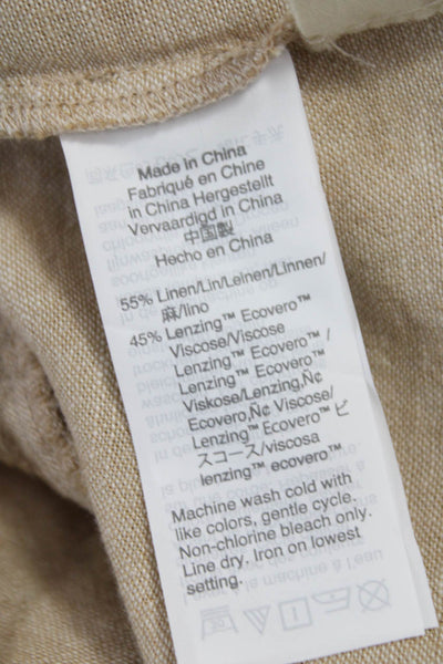 Madewell Women Wrap Midi Linen Skirt Beige Zip Size 6
