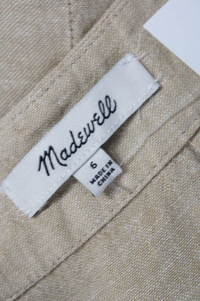 Madewell Women Wrap Midi Linen Skirt Beige Zip Size 6