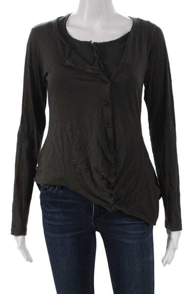 Rundholz Black Label Women Basic T-Shirt Dress Gray Cotton Long Sleeve Size S