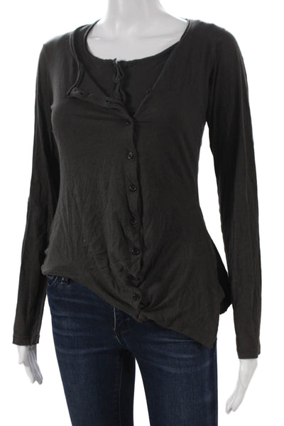 Rundholz Black Label Women Basic T-Shirt Dress Gray Cotton Long Sleeve Size S