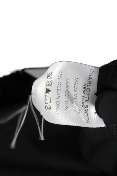 Charlotte Brody Womens Black Cotton Collared Button Short Sleeve Blouse Size XS