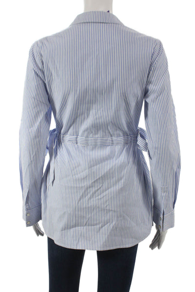 Seraphine Women Maternity Blue Striped Tunic Button-Up Long Sleeve Size 2