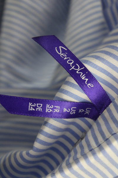 Seraphine Women Maternity Blue Striped Tunic Button-Up Long Sleeve Size 2