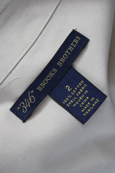 346 Brooks Brothers Womens Shirt Dress Beige Cotton Collared Short Sleeve Size 2