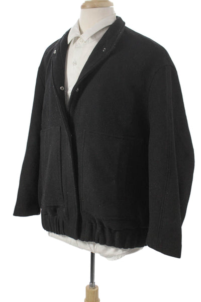 Zara Women Bomber Jacket Black Polyester Snap Long Sleeve Fall Size S