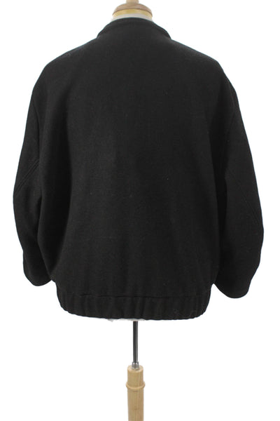 Zara Women Bomber Jacket Black Polyester Snap Long Sleeve Fall Size S