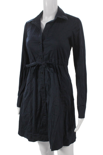 Theory Women Black Shirt Dress Collared Button Long Sleeve Knee Length Size 2