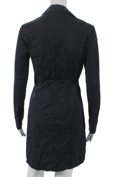 Theory Women Black Shirt Dress Collared Button Long Sleeve Knee Length Size 2